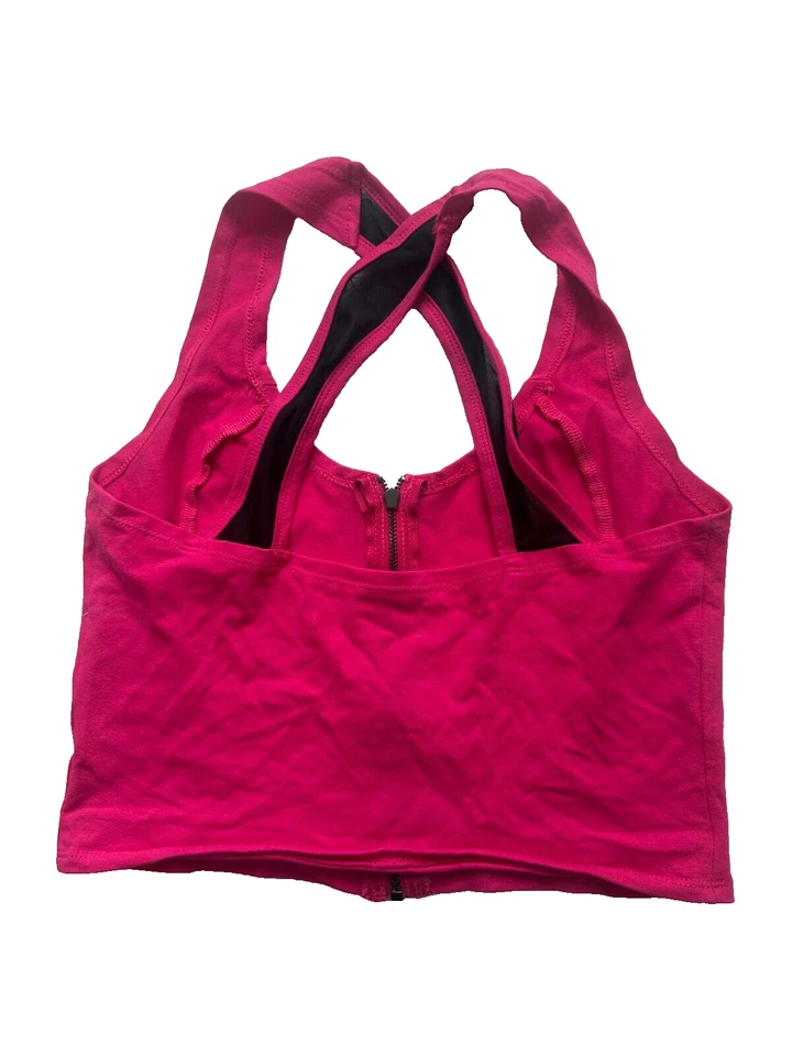 Материал девочка активный женщин фуксия фиолетовый молнии спереди крест-накрест спортивный бюстгальтер размер M - Изображение 4 из 4