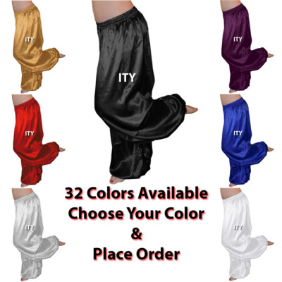 Satin Harem Pant Yoga Genie Trouser Belly Dance Pantaloons Aladdin Halloween