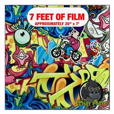 Hydrographic film Cartoon Graffiti hydro dipping 7' x 20" hydro dip