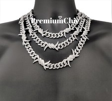 ICED Miami Cuban Link Chain Spike Thorn Necklace Plated Mens CZ Hip Hop Jewelry