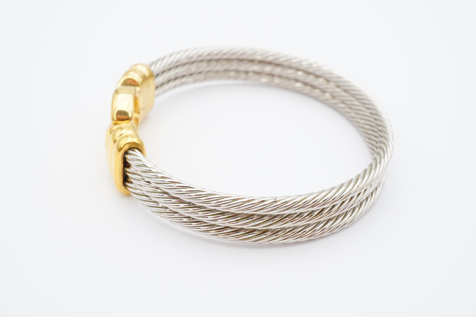 Twisted Wire Cable Bangle Bracelet Silver Tone 6.… - image 3