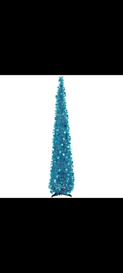 5' Foot Tall Prelit Blue Christmas Tree Remote Control White Lights Easy Setup - Image 2 of 4