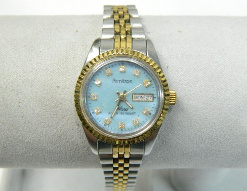 ARMITRON NOW blue face silver and gold tone lady's wristwatch/watch