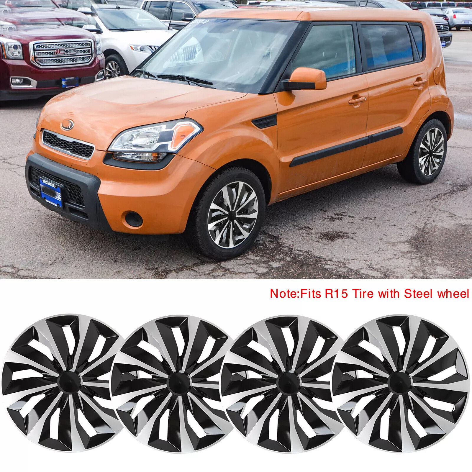 Kia Soul 15-Inch 4-Piece Hubcaps for R15 Steel Wheels
