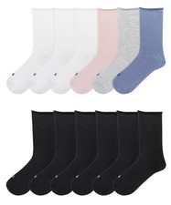 K BELL Women's Modal Roll Top Crew Socks, 5.5-10 Shoe Size, 6 Pairs