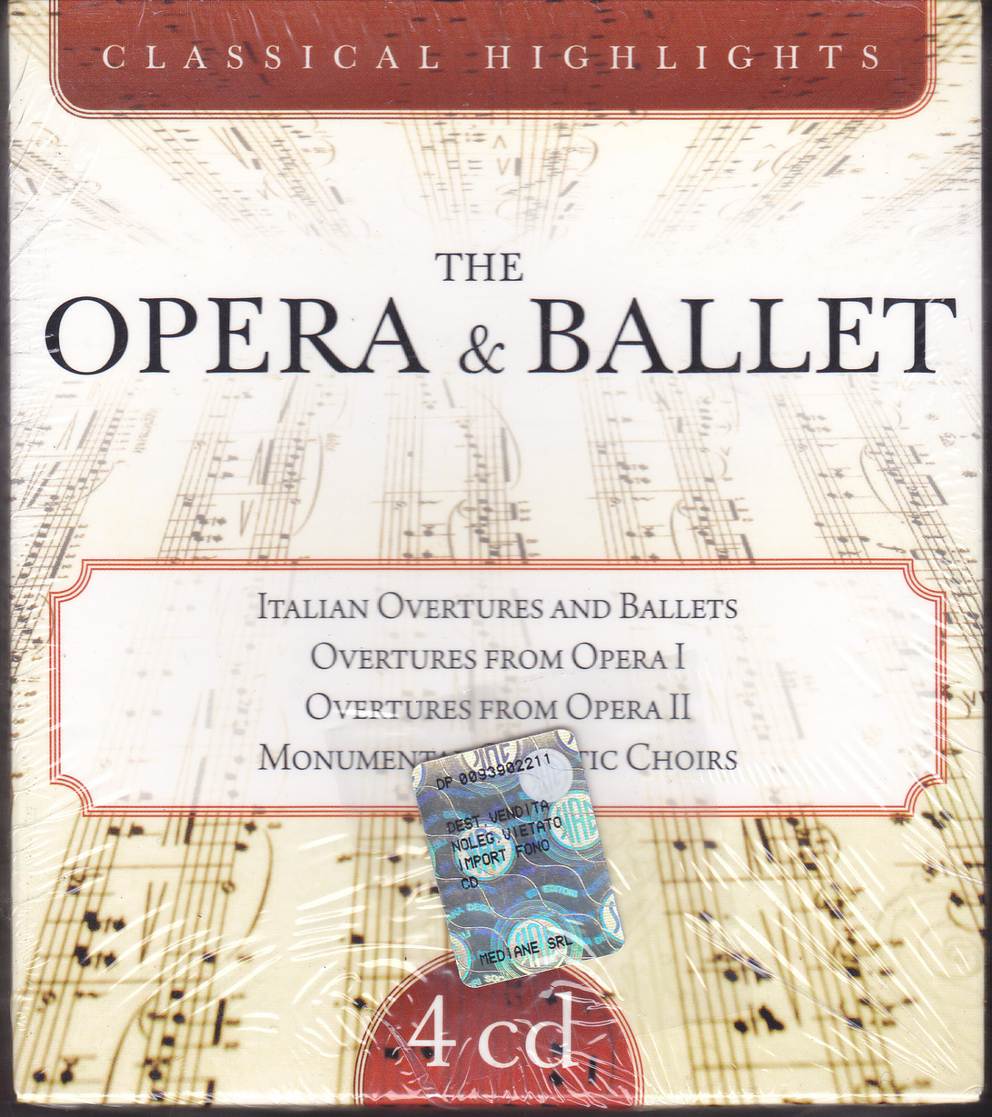 4 CD THE OPERA & BALLET- CLASSICAL HIGHLIGHTS - VERDI ROSSIN Box Cofanetto nuovo