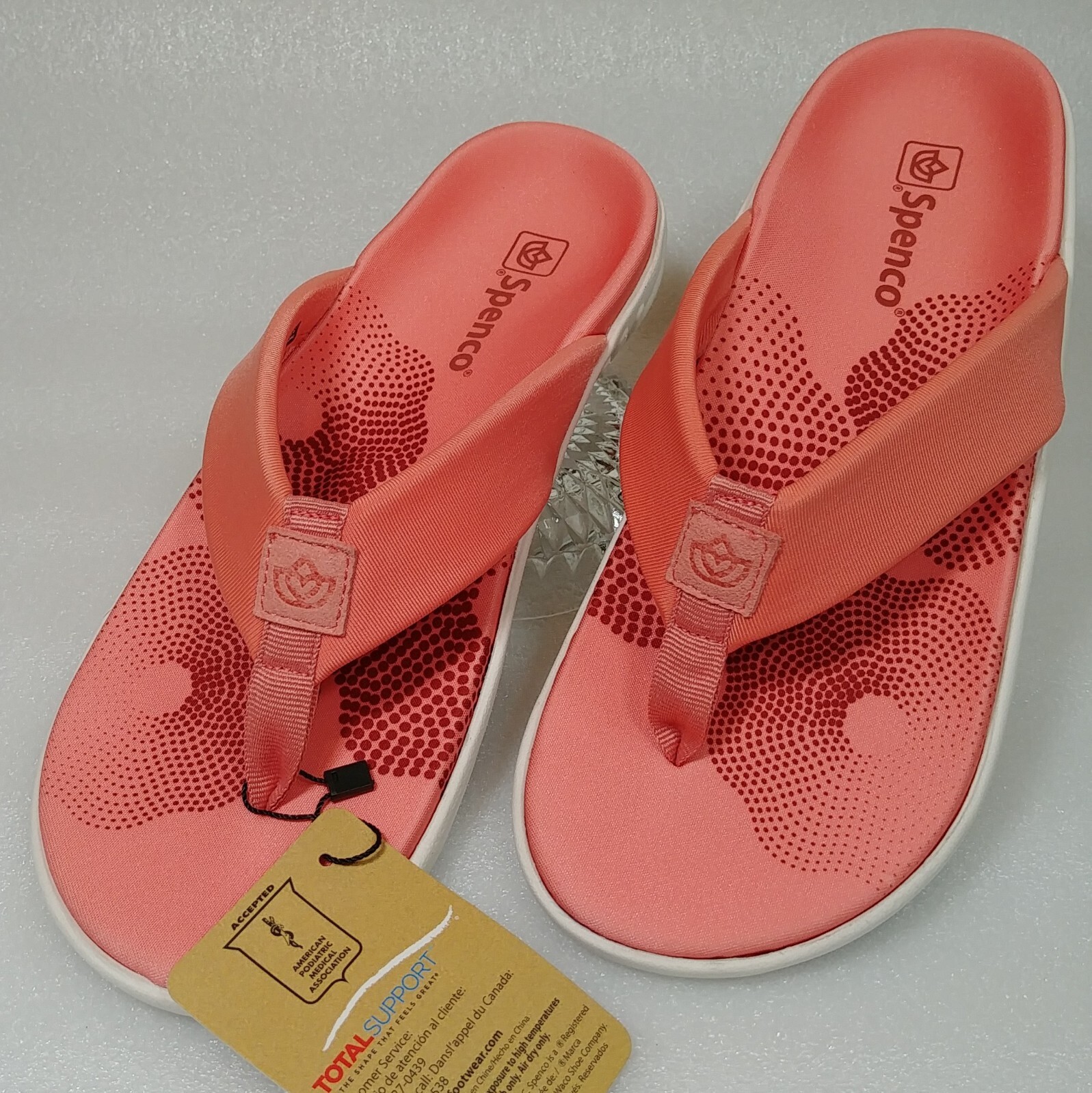 Spenco Memory Foam Flip Flops Sandals Pink Coral Orthopedic Comfort Womens  9.5 B | eBay