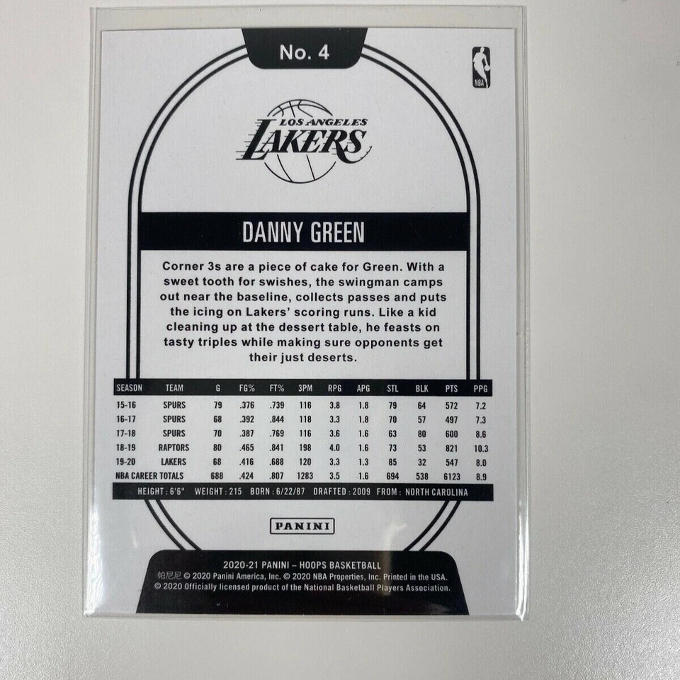 Danny Green NBA Champion LA Lakers 2020 NBA Hoops #4 76ers NBA Playoff Star MINT - Image 2 of 2