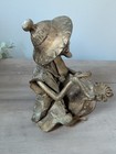 Vintage Bronze Figurine Statue, African Villiage MusicianPlaying Drum Brass — photo 10