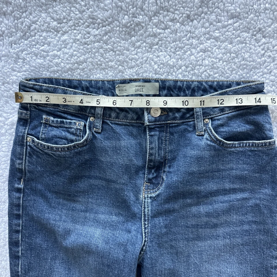 TOPSHOP sz 30 Women's Moto Dree Fringe Cropped Medium Wash Denim Jeans - Image 3 of 4