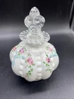 Fenton Art Glass Beaded Melon Charleton HP Perfume Bottle Signed