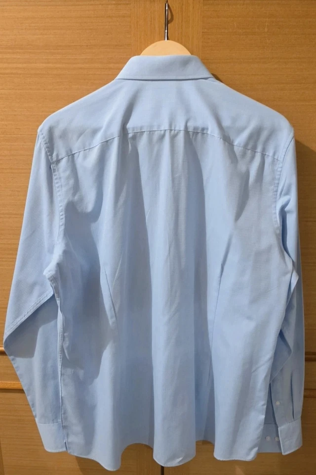 NEXT Men’s Slim Fit Blue Cotton Blend Dress Shirt 17.5in/44cm Neck Long Sleeve - Image 2 of 3