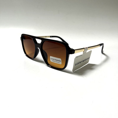 New LUCKY BRAND Double Bridge Aviator Sunglasses Acetate Brown Amber Lens