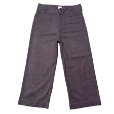 Maeve Anthropologie The Colette Cropped Wide Leg Pants Navy Charcoal 28P Preppy