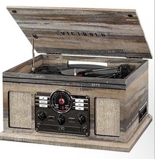 Victrola Quincy 6-in-1 Bluetooth Record Player CD Cassette FM Radio