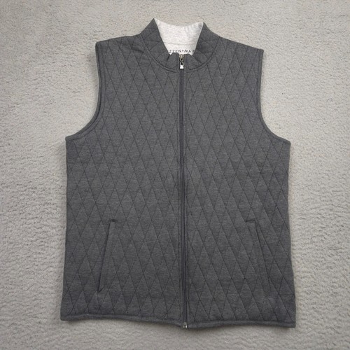Mizzen + Main Mens Medium Gray Quilted Belson Full Zip Vest Golf Layer