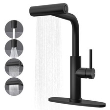 Black Kitchen Faucets with Pull Down Sprayer,High Arc Waterfall Kit... Fast Ship