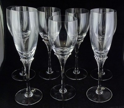 Oneida Fontaine - 2 Fluted Champagnes & 5 Wine Goblets - Excellent Condition