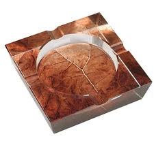 Tobacco Leaf 3D Print Crystal Cigar Ashtray Holds 4 Cigars Great Design