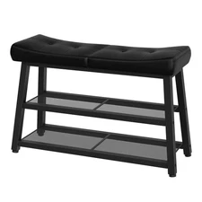 Shoe Bench, 3-Tier Shoe Rack, Entryway Bench with Storage and Cushion, for Ha...
