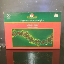 VTG Kurt S. Adler 150 Garland-Style Lights Holly Berry Christmas Decor NOS NIB