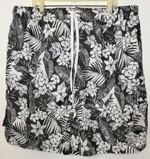 Kanu Surf Men's 2X Swim Trunks Floral Hibiscus Cargo Board Shorts Black White