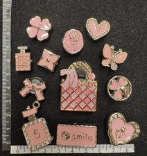 12 Stck. Gold Rosa Mode Tasche Parfüm Kleeblatt Blume Kroko Schuh Charms Jibbitz Set