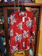 Vintage Campia Hawaiian Shirt Burgundy/Red Palm Leaves Men's XL 100 Rayon Nwt
