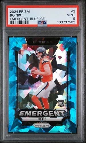 2024 PANINI PRIZM EMERGENT BLUE ICE #3 BO NIX ROOKIE RC 84/99 PSA 9