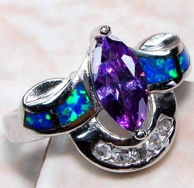 2CT Amethyst 925 Solid Sterling Silver Ring Sz 7 PC5-1