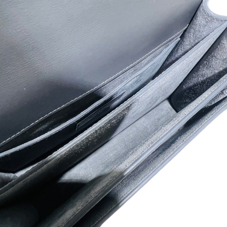 Saint Laurent (YSL) 442906 grigio scuro Sunset pelle monogramma argento catena