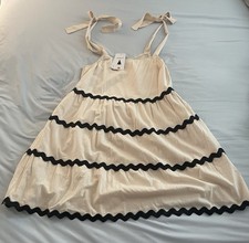 ZESICA Women's Swing Mini Dress Casual W/ Spaghetti Straps NEW Size XL , Cream