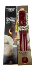 GONESH 30 Incense Sticks & Burner Peaceful Nights Bark and Amber Red Holder
