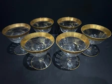 Set of 6 Tiffin-Franciscan Minton Optic Glass Gold Champagne Cocktail