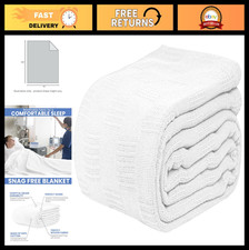 100 Cotton Thermal Hospital Blanket, SNAGLESS Design, 74x100 in, White