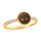 LeVian 14K Yellow Gold Grey Moonstone White Diamonds Band Ring Jewelry for Women — photo 1