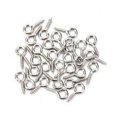 100x 8mm Hooks Eyelets Small Eyes Nail Screw Tiny Mini Eye Pins Hooks Eyelets