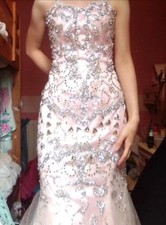Jovani Pink Beaded Maix Fishtail Prom Dress