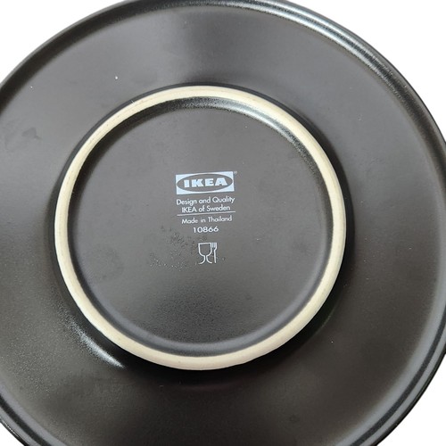 Used IKEA Black & Blue Geometric Large 16 oz Cup Mug Saucer Set Stoneware Retro - Picture 4 of 4