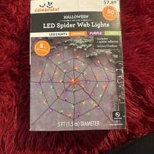 Way To Celebrate LED Spider Web Lights 5 Orange, Purple, Green Indoor/Outdoor