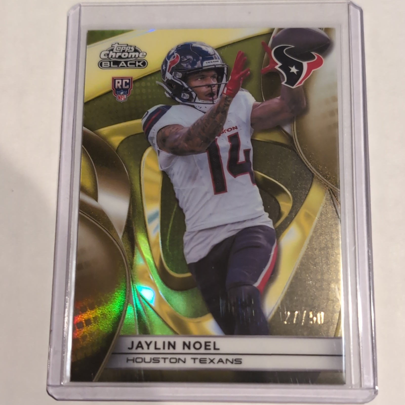 2025 Topps Chrome Black Jaylin Noel RC Houston Texans Gold Refractor #119 /50