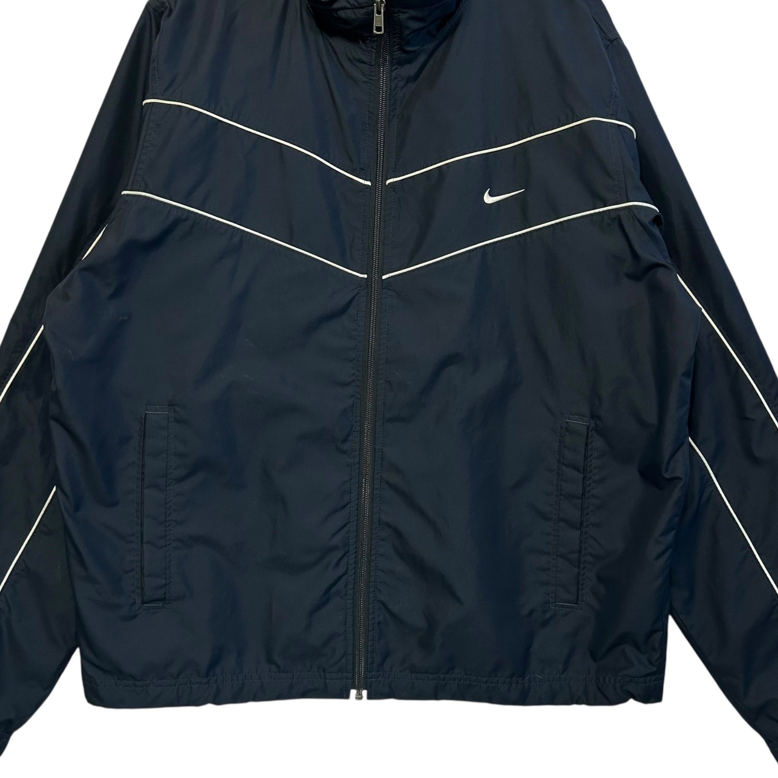 Nike Full Zip Windbreaker Jacket Men's Sz L Navy White Y2K Lined Retro Sporty thumbnail 5