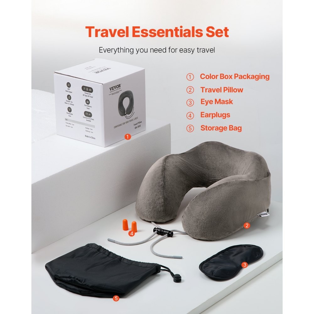 Travel Pillow U-Shaped Memory Foam Neck Pillow for Travel Dark Gray Travel Pillow U-Shaped Memory Foam Neck Pillow for Travel Dark Gray
