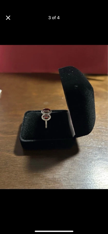 Anel de coquetel de prata esterlina com pedra vermelha - Imagem 3 de 4