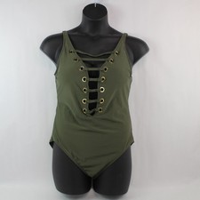 Green One Piece Swimsuit Women's Size L Pre-Owned with Faint Stains