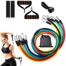 11Pcs Resistance Bands Set Fitness Workout Tubes Exercise Tube Bands Up To 100lb