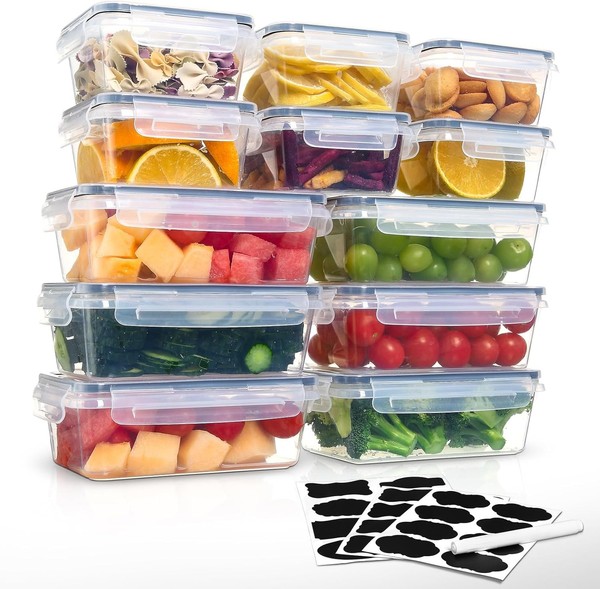 12 Frischhaltedosen Mit Deckel, Gefrierdosen, Meal Prep Boxen, 6 X 1L/0.52L,-image