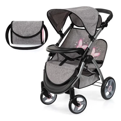 Bayer Design Zwilling Puppenwagen mit Tasche Puppenzubehör für Kinder