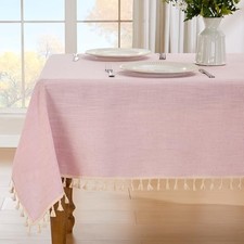 Valentines Textured Tablecloth, Heavy Duty Linen Style 55" x 55" Square Pink