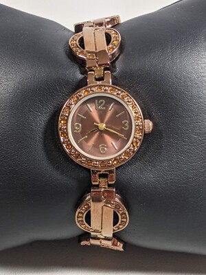 Brown Watch with Crystal Accents Folio Women main image 4